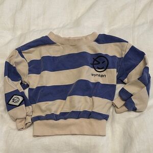 Blue and Tan Striped Kids Sweatshirt